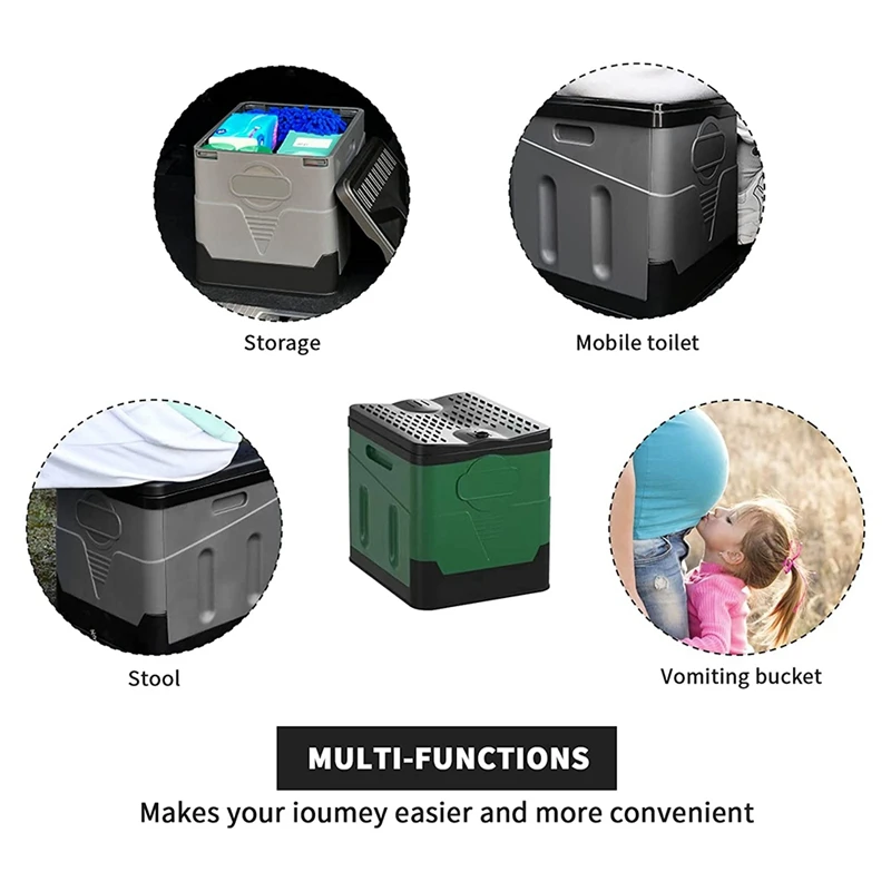 Outdoor Travel Portable Folding Toilet-Camping Potty Waterproof Car Toilet Bucket Toilet For Home/Outdoor/Boat