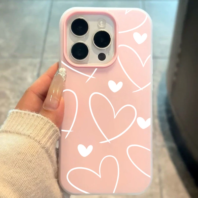 أنيق الأبيض الحب القلب قضية الهاتف لسامسونج غالاكسي A06 A55 A56 A07 A17 S25 S24 FE S23 الترا زائد S22 2 في 1 ماتي غطاء