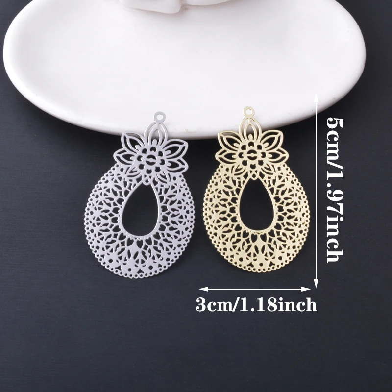 20 Stück AB5142 Sommer-Messingschmuck, hellgoldene Charms, filigrane Anhänger, DIY-Ohrringe für Damen, Ohrschmuck – Detail 4