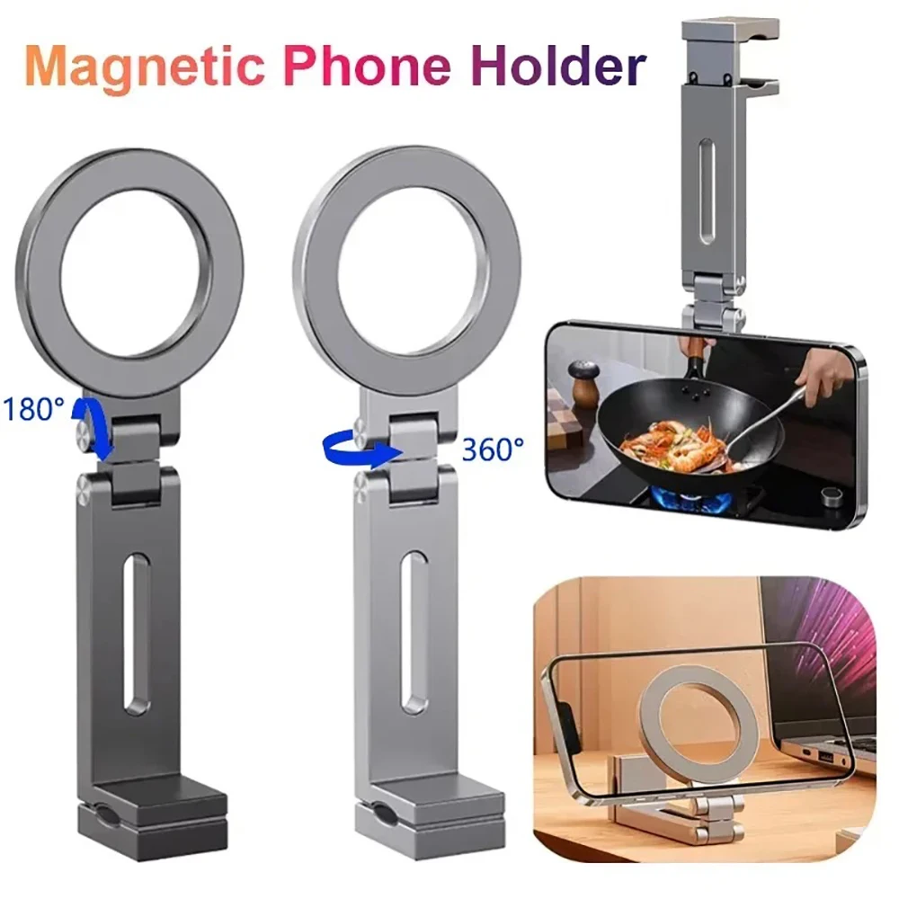 

Universal Magnetic Phone Holder for iPhone16 15 14 Series 360° Rotation Stand For Car Airplane Multi-scenario Cellphone Bracket