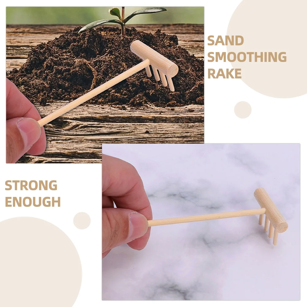 5 Pcs Sand Table Accessories Garden Tools For Desk Rake Small Tray Miniatures Wooden Rakes