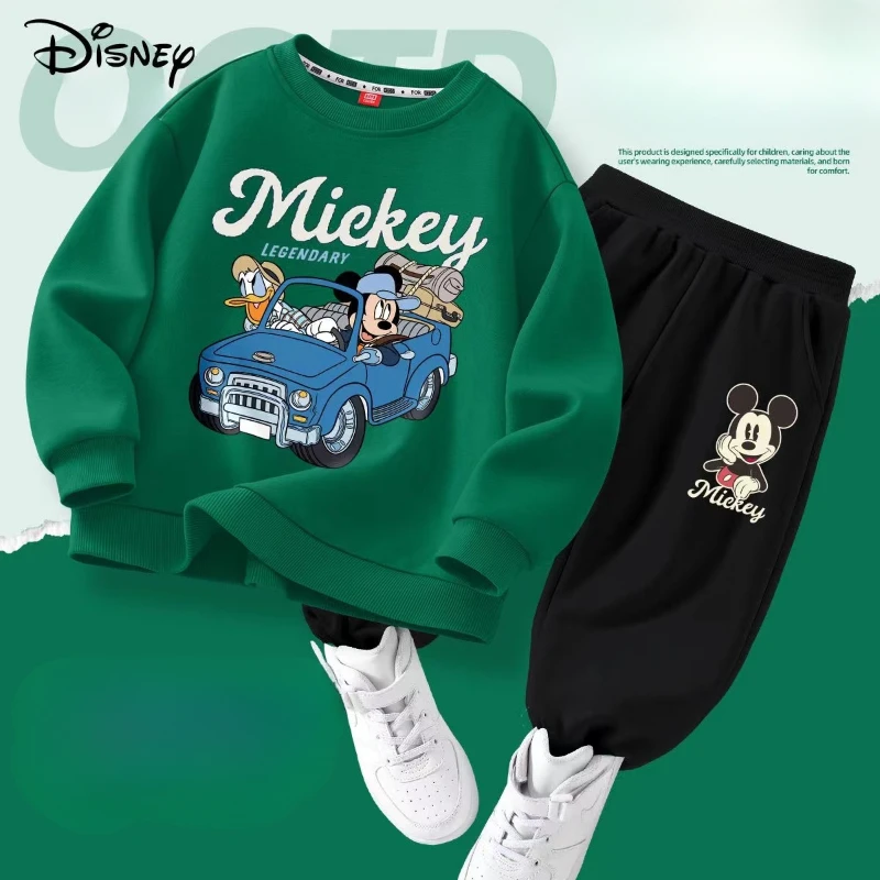 Autumn Baby Girl Boy Clothes Set Children Disney Mickey Printing Sweatshirt Top and Pants Bottom Two Piece Suit Kid Tracksuit