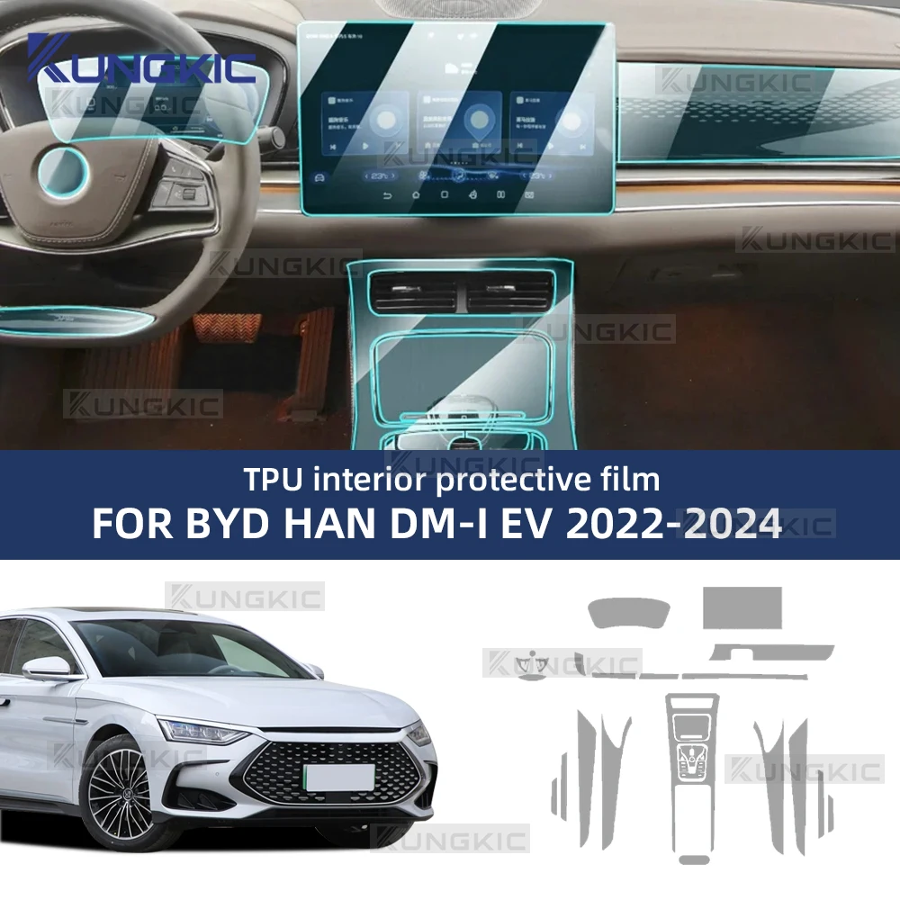 

Для BYD HAN DMI EV 2022-2024 устойчивая к царапинам автомобильная центральная консоль, медиа-приборная панель, навигация, защитная пленка из ТПУ, аксессуары для интерьера