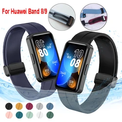 Correa magnética para Huawei Band 9 /8, pulsera de silicona suave, pulsera deportiva, correa de reloj de repuesto para Huawei Band 8 9, accesorios