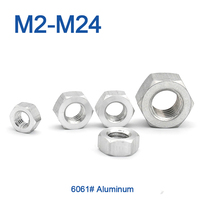 6061# Aluminum 1~ 50 pcs/lot  M2 M2.5 M3 M3.5 M4 M5 M6 M8 M10 M12 M14 M16 M18 M20 M22 M24 Hex Hexagon Nut DIN934