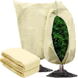 Plant Covers Freeze Protection Covers Bags Large Frost Blankets for Plants Frost Cloth Plant Tree Covers with Zipper Drawstring