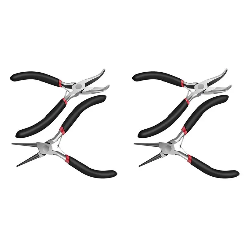 4Pack Bent Chain Nose Pliers And Round Nose Pliers For Crafting And Repair, Jewelry Making Supplies-B61B