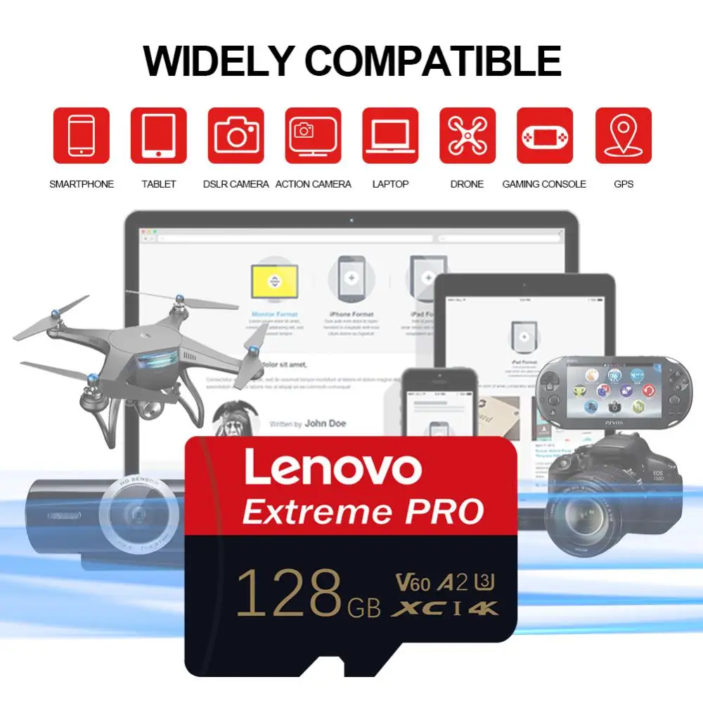 Lenovo-Cartão de Memória de Alta Velocidade, Cartão Micro TF, Mini Cartões SD, UHS-1 TF Flash Card, Nintendo Switch, 2TB, 1TB, 128GB, 256GB