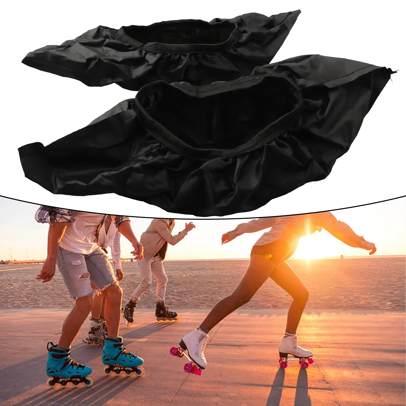 1 Pair Roller Skates Wheels Covers Oxford Cloth Dust Cover Skate Wheel Covers Black 39*11.5cm Skating Shoes Accessories