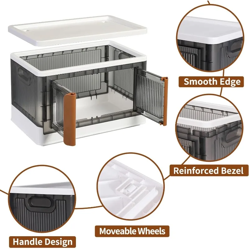 Storage box and storage compartment - covered storage box, foldable and stackable storage box, plastic, 3 pieces