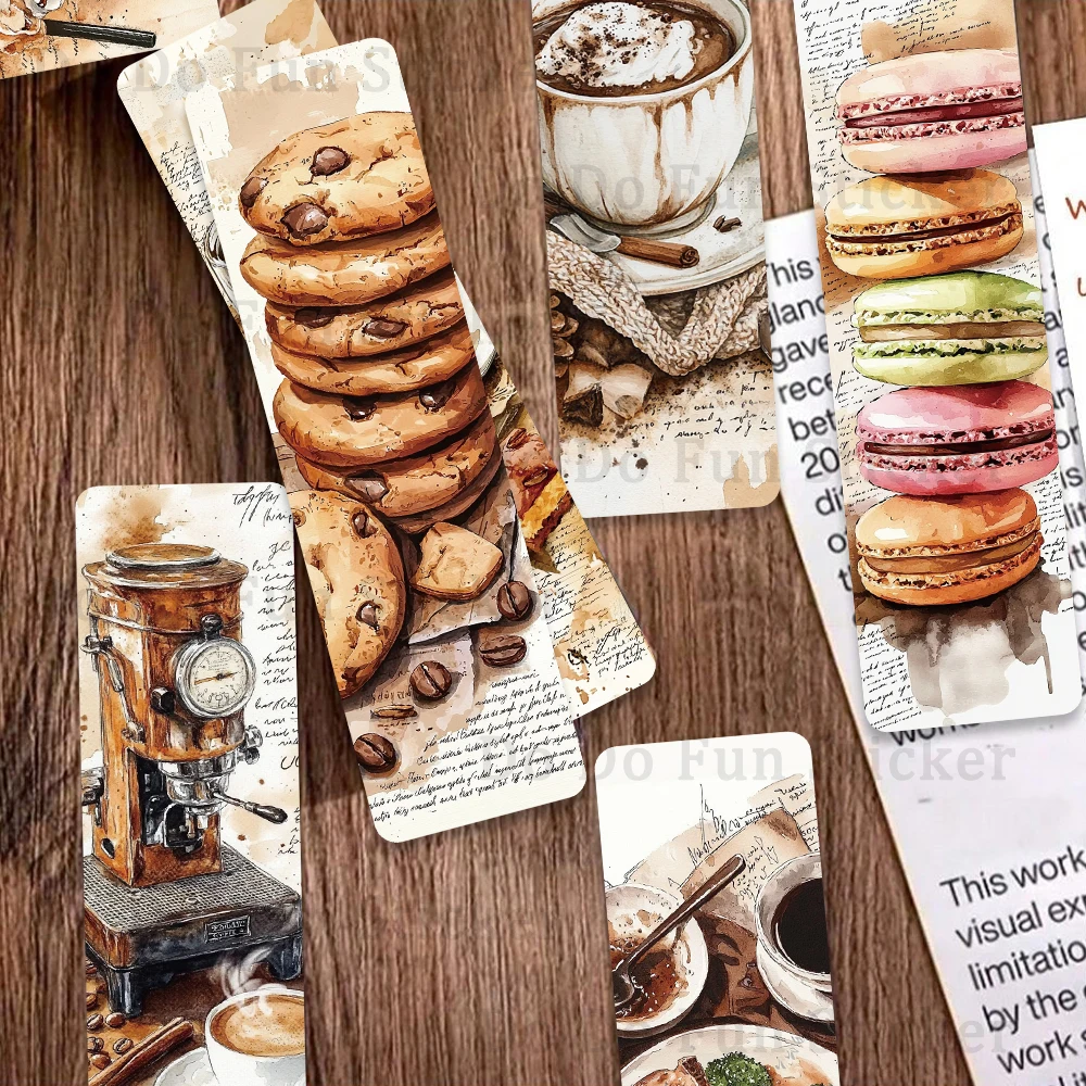 

30PCS Retro Afternoon Tea Classic Art Bookmark Wine Cake Coffee Machine Bread Creative DIY Reading Paper Book Page Marking Card