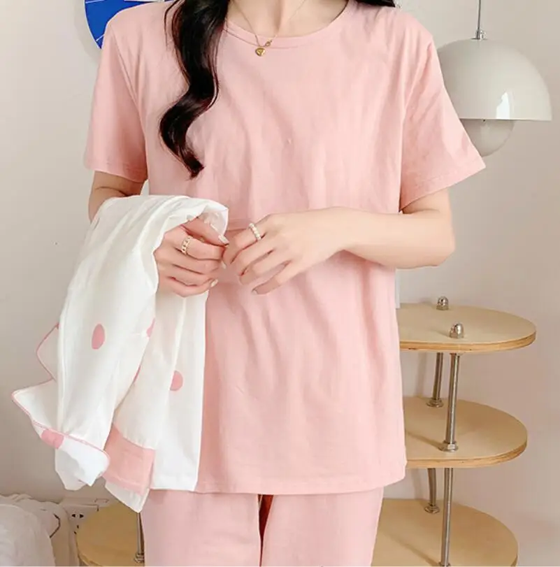 Cotton 3 Pieces Set Maternity Clothes Maternity Sleepwear Breastfeeding Sleepwear Nursing Pajamas Pregnant Women Pajamas Set