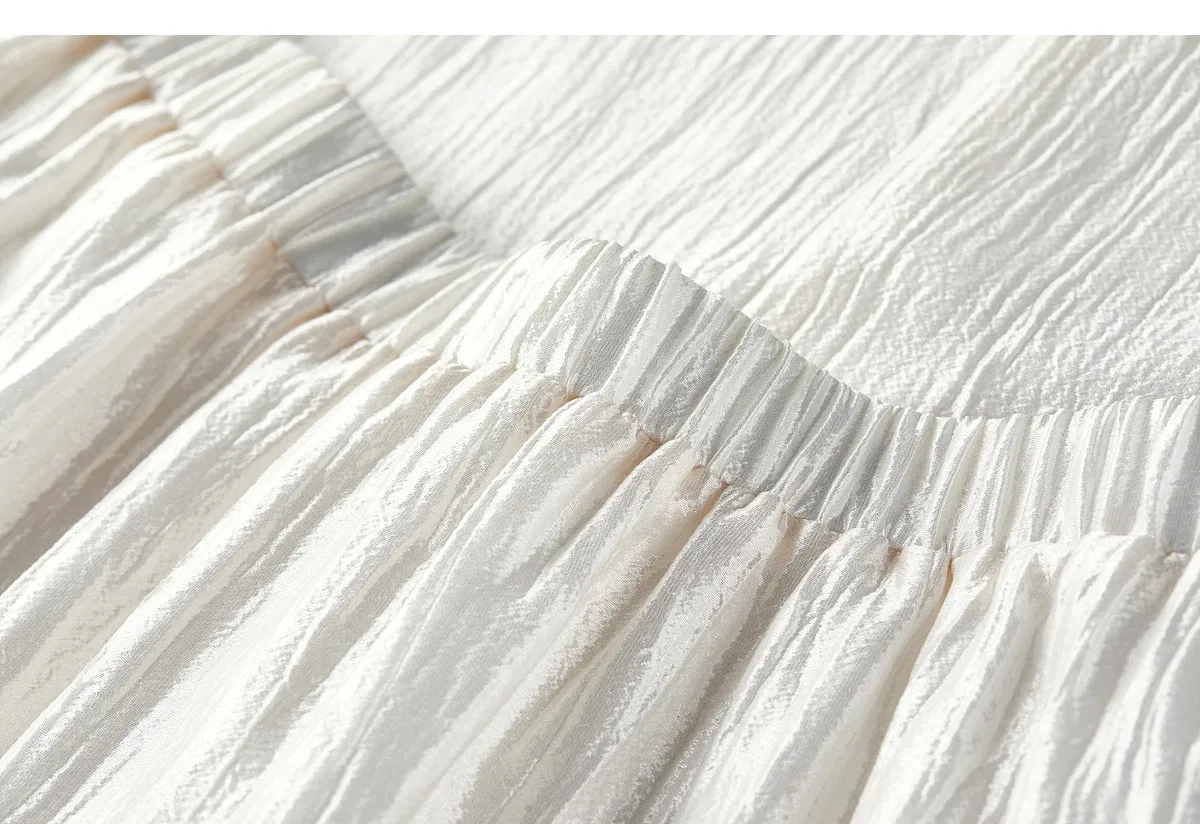 SENTUBILA Eleganter Satin-Plissee-Midirock für Damen, Sommer 2026, elastische Taille, glänzende Textur, fließender Rock für den Alltag 162QG6653 – Detail 39