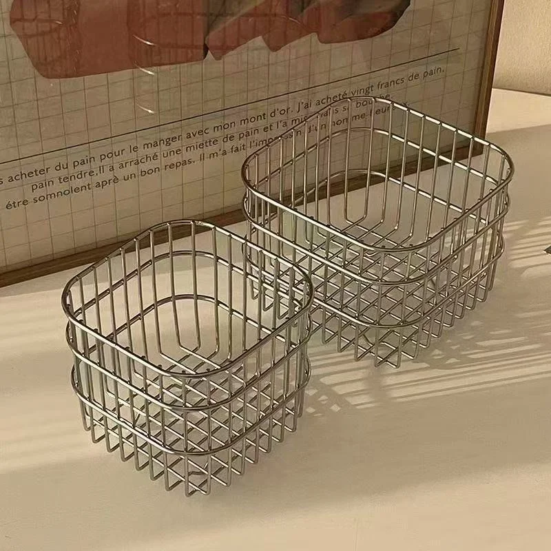 1pc Stainless Steel Tools Storage Basket Multi-Purpose Makeup Brushes Skincare Tools Perfume Organizer Cosmetic Sorting Box