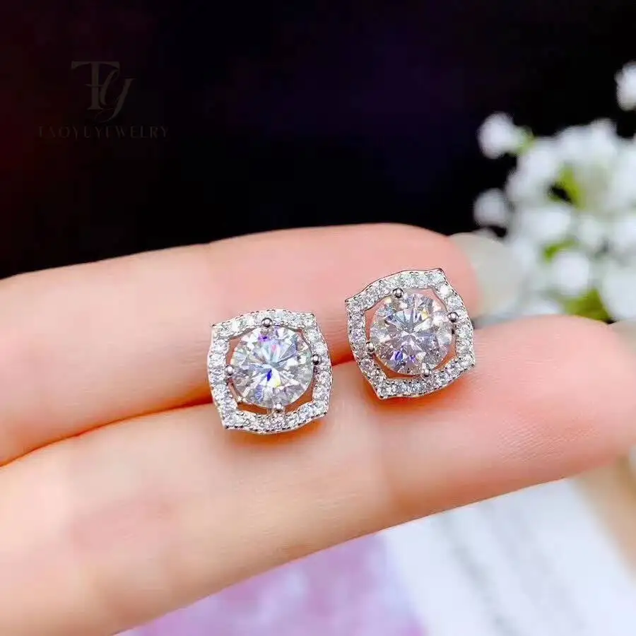 

Серьги-гвоздики TY 925 пробы с муассанитом Sier, 1 карат VVS1, лабораторный диаметр с GRA, ювелирные серьги для женщин и мужчин, подарки на вечеринку