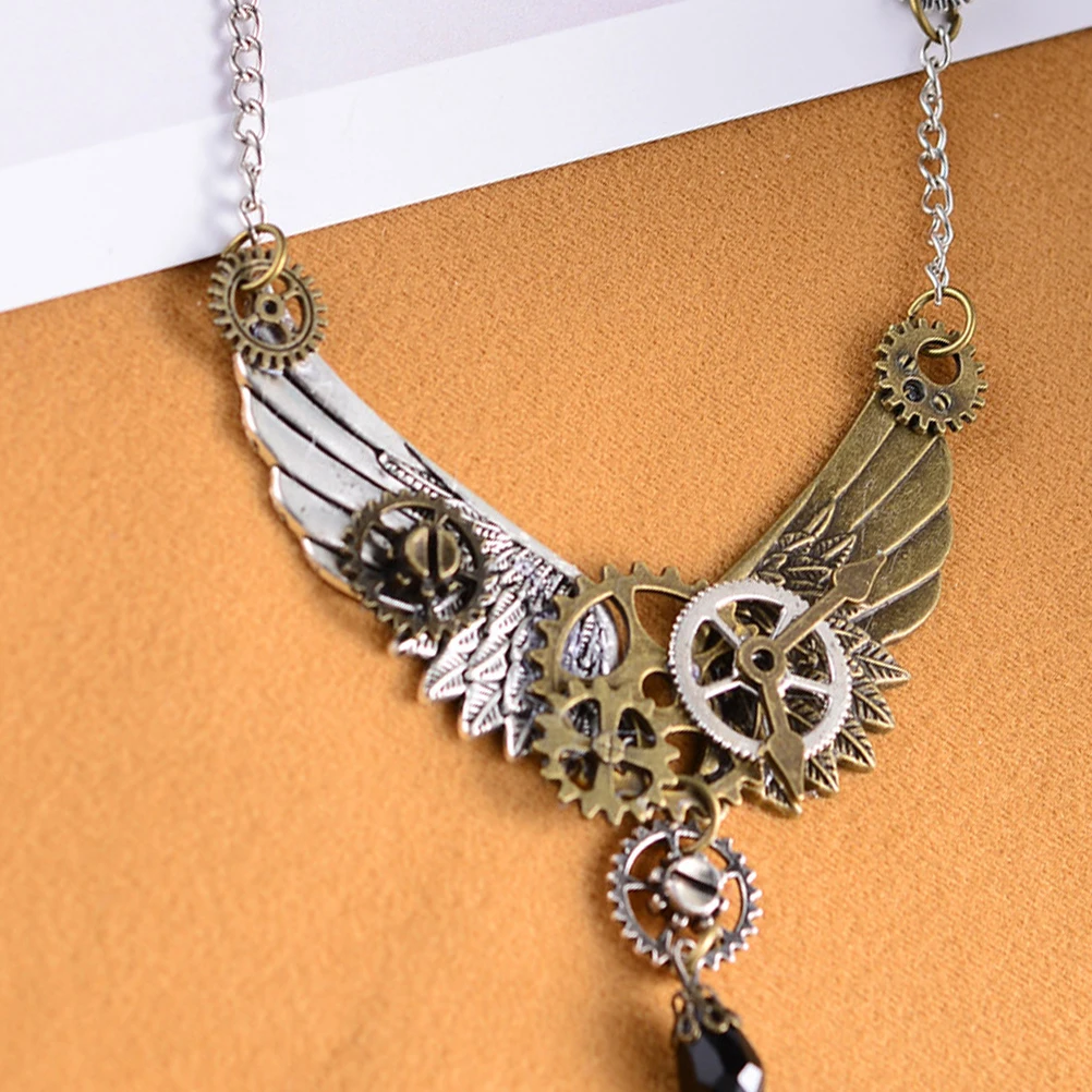 

Gear Wing Pendant Necklace Elegant Jewelry Accessories Creative Gift Steam For Party Occasions Long Lasting