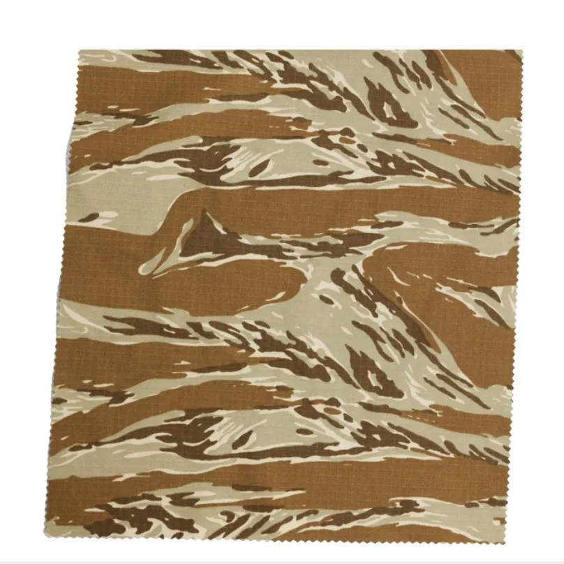 Yellow Desert Green Black Tiger Stripe Camouflage Fabric TC Polyester Cotton Cloth Tactical Uniform Garment DIY Material