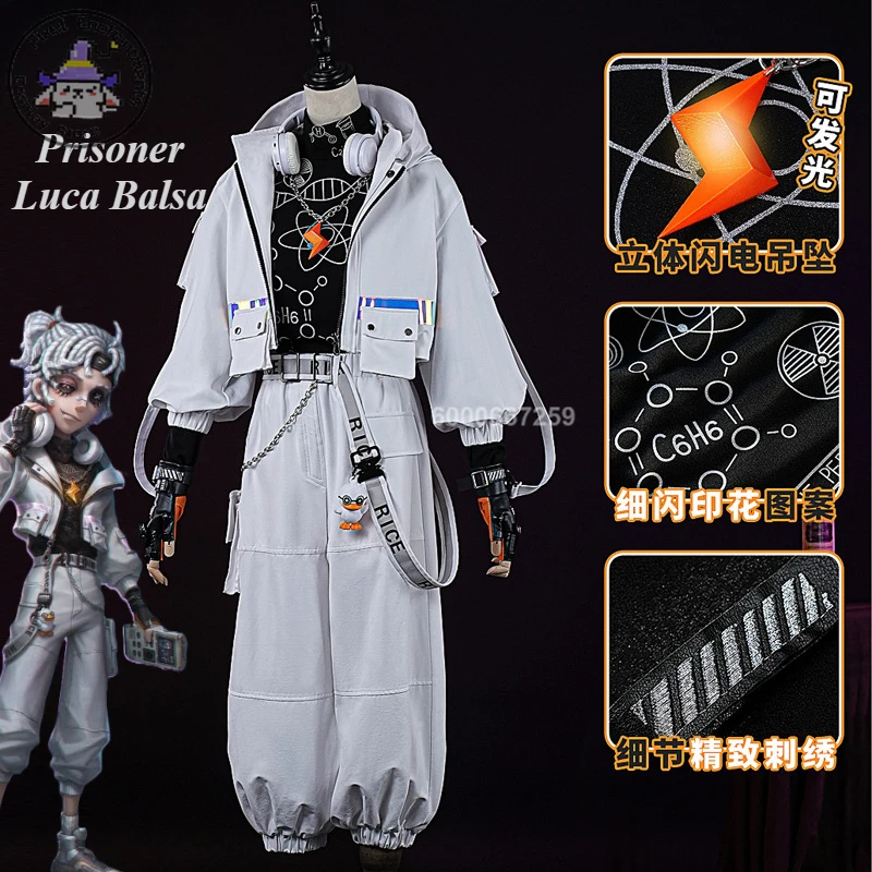 Identity V Game Luca Balsa Prisoner Cosplay Costume Fashion Uniforms Halloween Carnival Party Role Play Game Clothing Add Wig