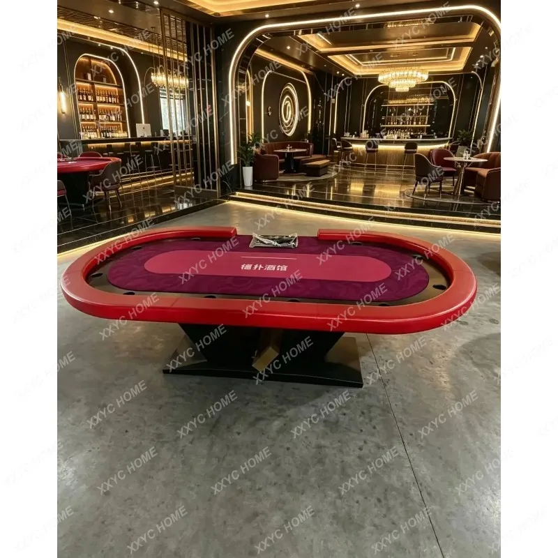 XX Texas Hold'em Table with Cup Slots 8 People Family Party Board and Card Entertainment Game Table