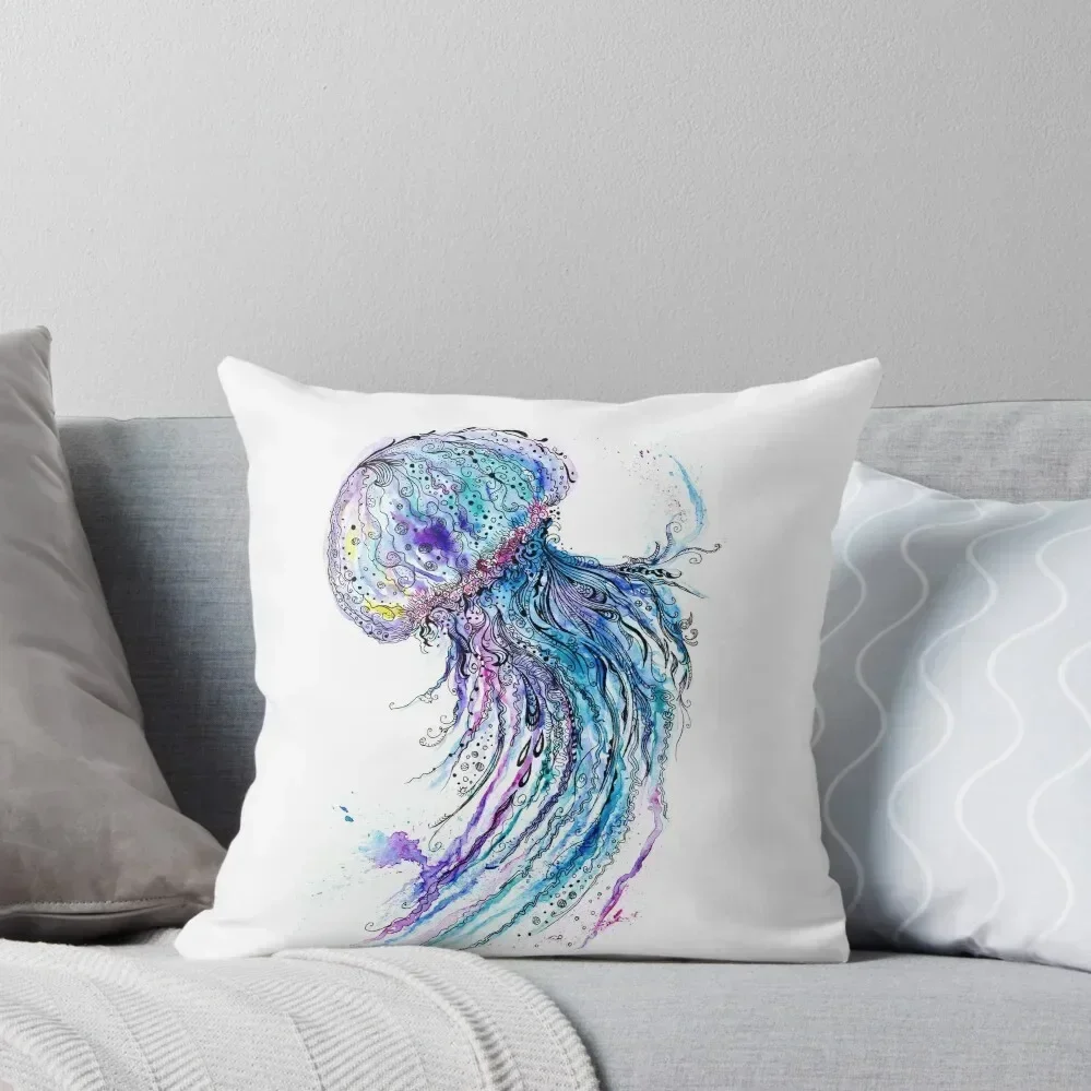 Jelly fish watercolor and ink painting Throw Pillow Cushions For Sofa Decorative pillowcase Christmas Cushion For Home pillow