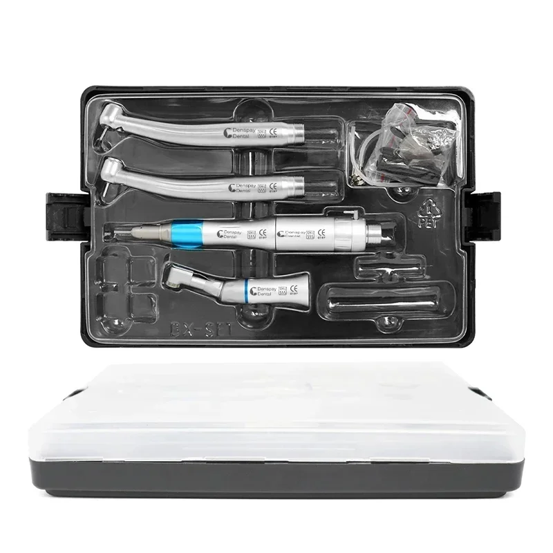 Kit Handpiece Oral Dental, Alta e Baixa Velocidade, Botão, Ângulo Contra Reto, Turbina de Ar, 2/4 Buraco, M4, B2, Conjunto Inteiro