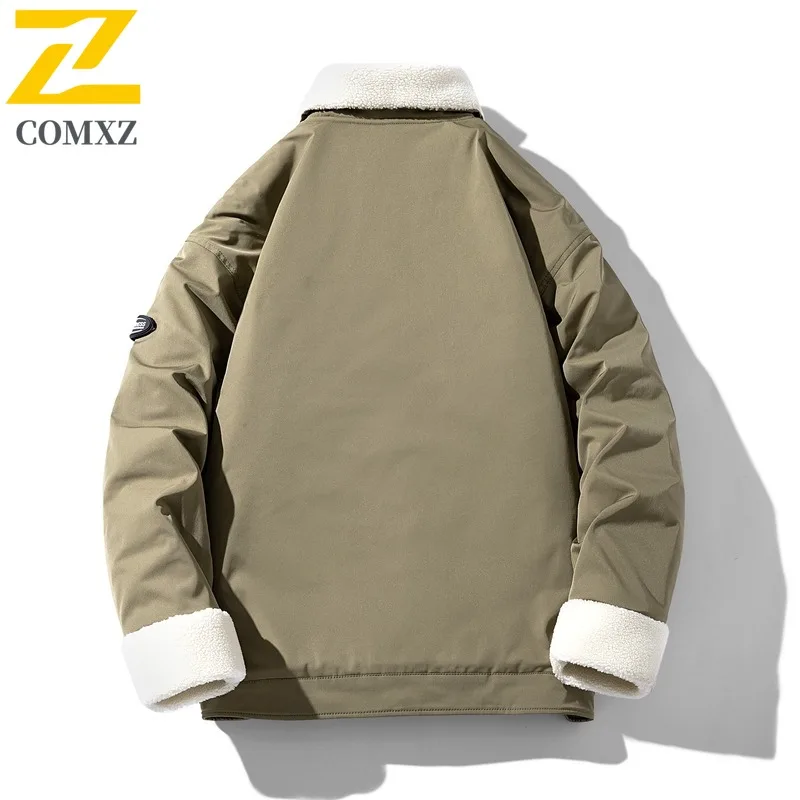 COMXZ Mens Winter Jacket Stand Collar Ski Warm Snow Adventure Cotton Padded Jacket Street Look Windproof Design Padding Coat