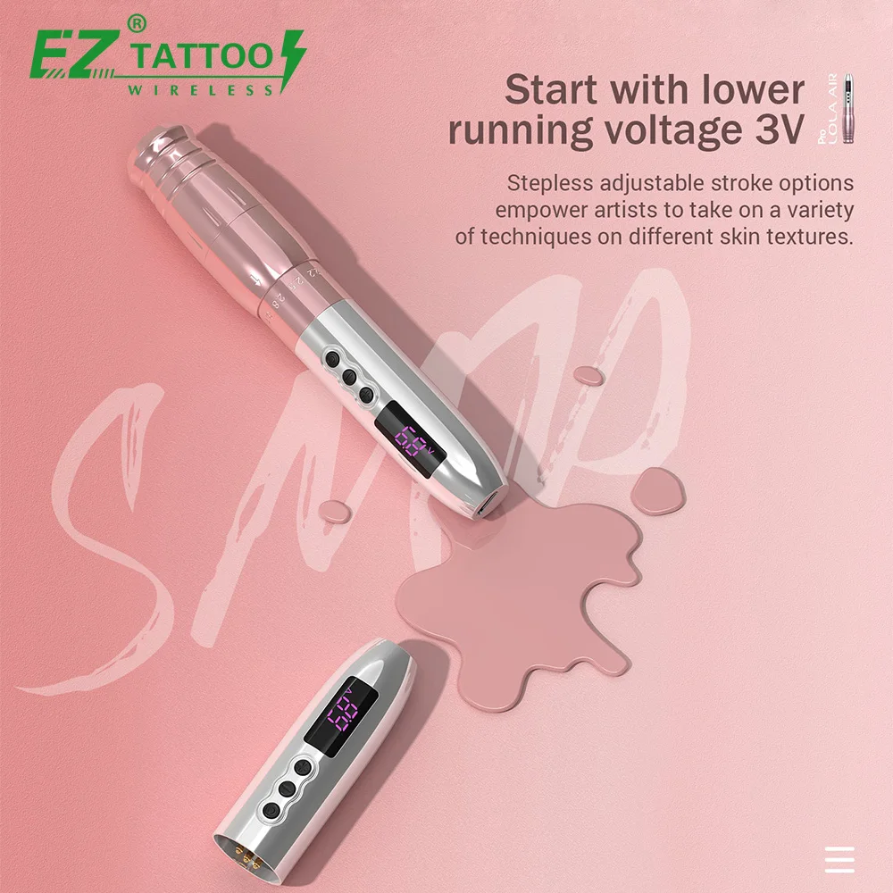 

Оптовая продажа EZ Tattoo Lola air Pro 2, аккумулятор, бесступенчатый регулируемый штрих, беспроводной PMU SMP, машина для полуперманентного макияжа