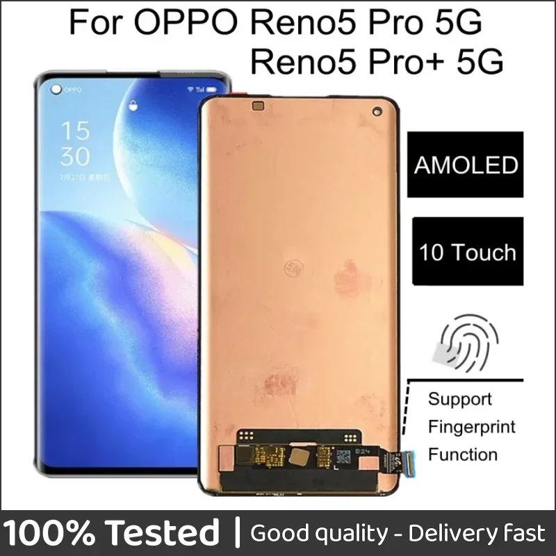 

Замена сенсорного экрана ЖК-дисплея AMOLED, 6,55 ", для OPPO Reno 5 Pro 5G, PDSM00, PDST00, аксессуар для Reno5 Pro + PDRM