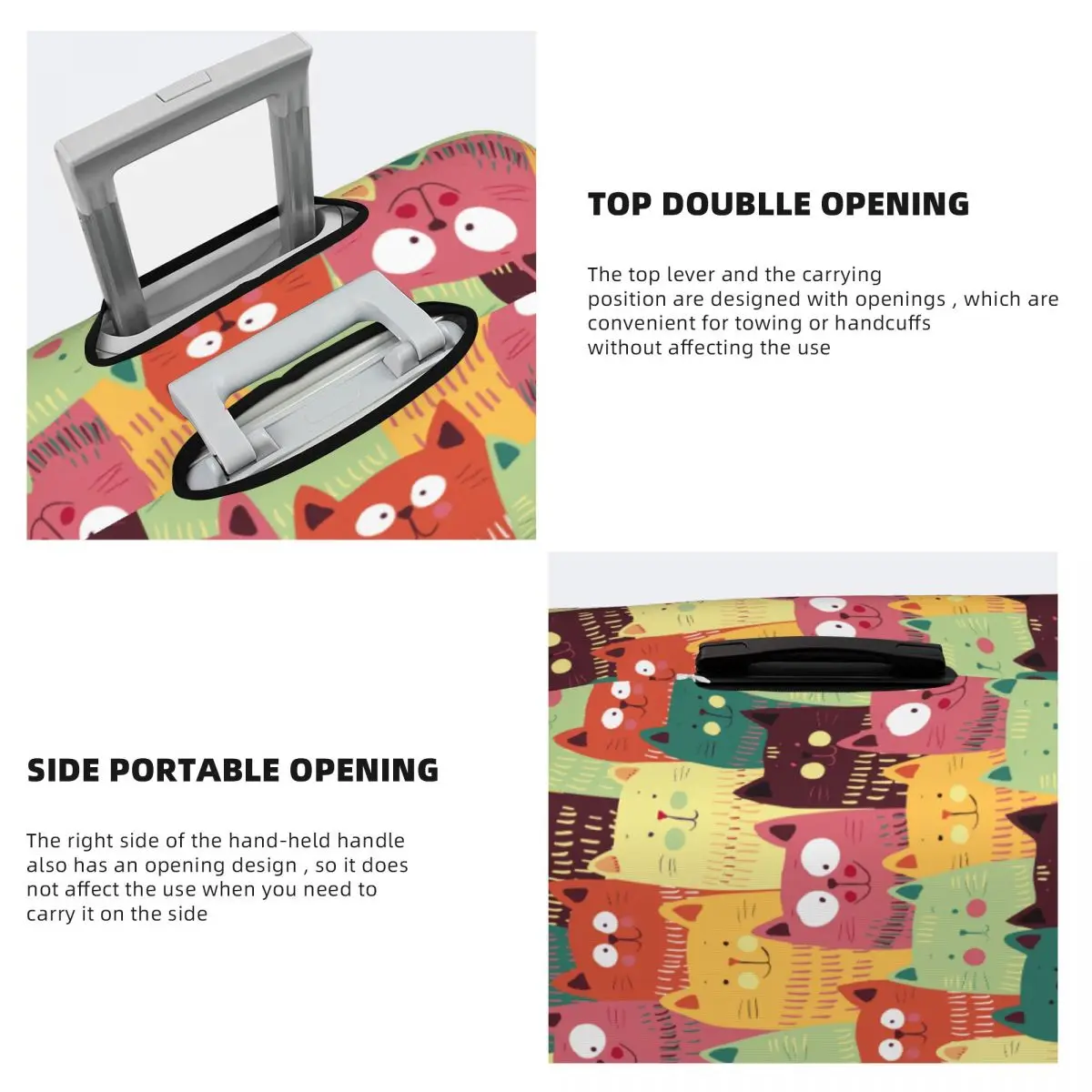 Cute Cats Colorful Suitcase Cover Seamless Pattern Business Protection Flight Elastic Luggage Case