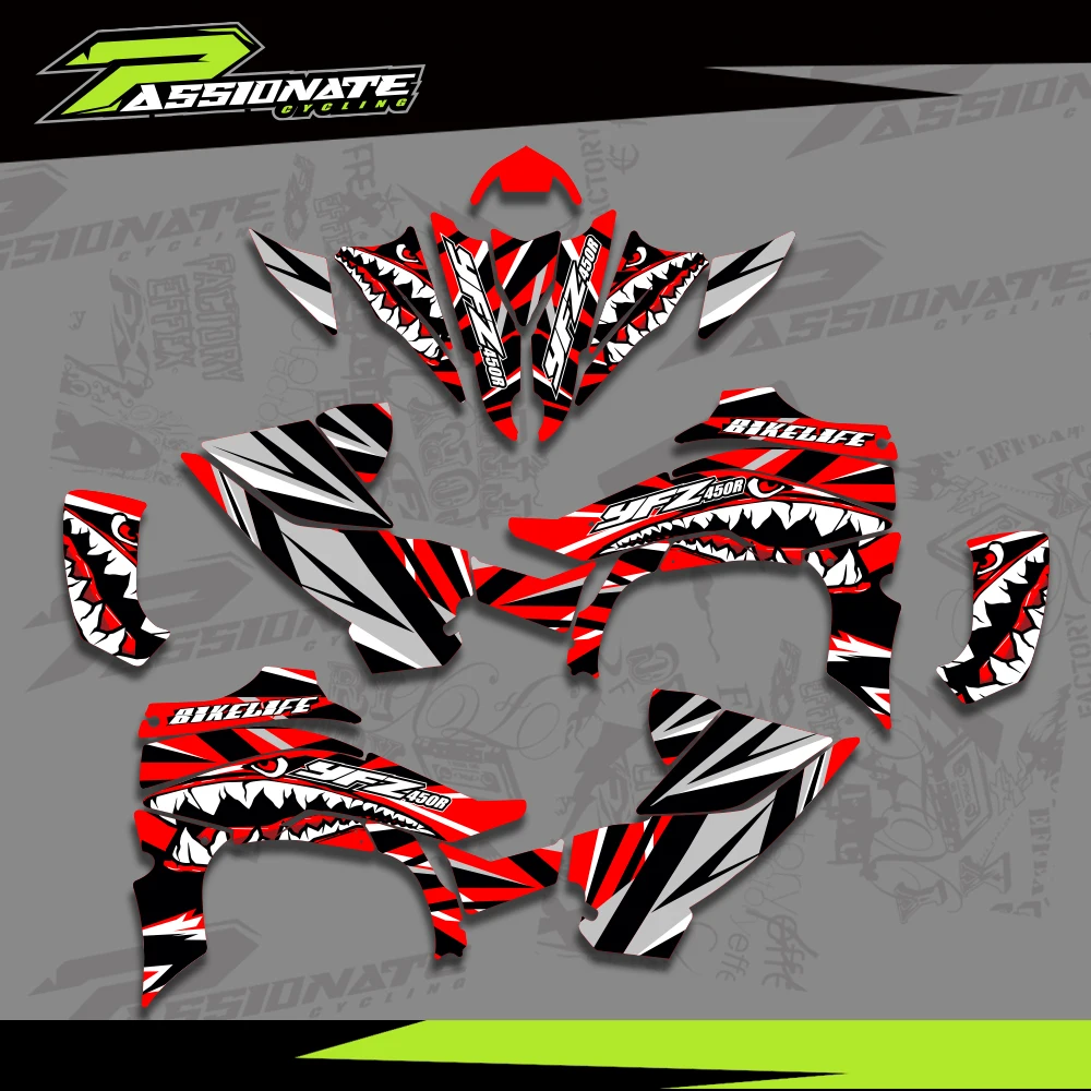 

Для YAMAHA YFZ450R 7YFZ 450R 450 R 2014-2022 2015 2016 2017 полная графика наклейки мотоцикл фон индивидуальный номер