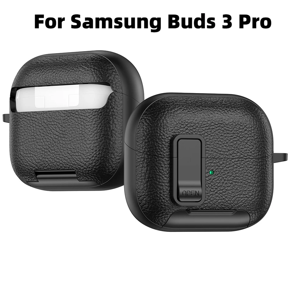 Galaxy Buds3 Pro (本革ケース、高級イヤーピース付き) For Samsung Galaxy Buds 3/3 Pro Luxury Genuine Leather Case