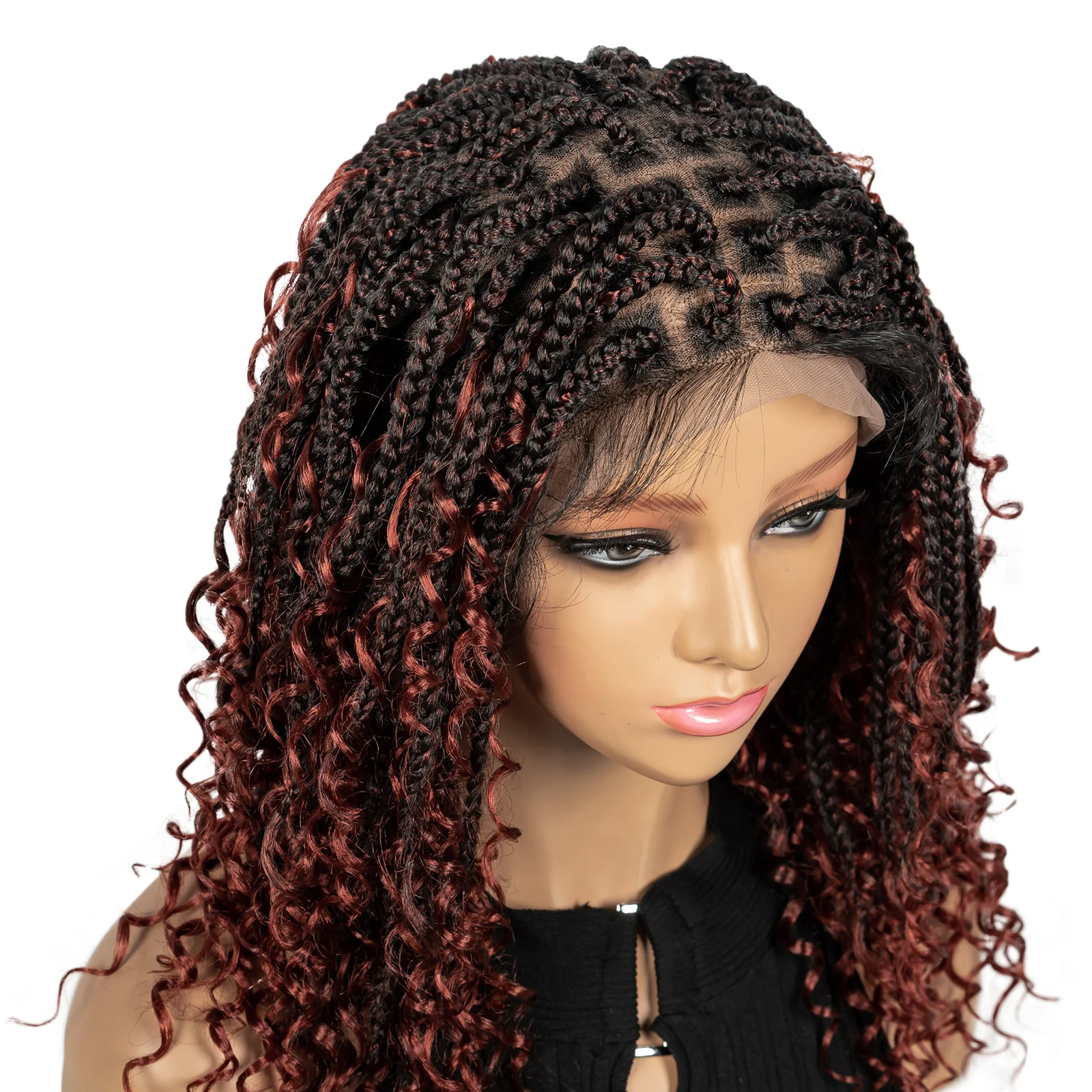 

Короткие богемные косички, плетеный парик, полный кружевной парик в стиле бохо, синтетические вьющиеся волосы с детскими волосами для чернокожих женщин