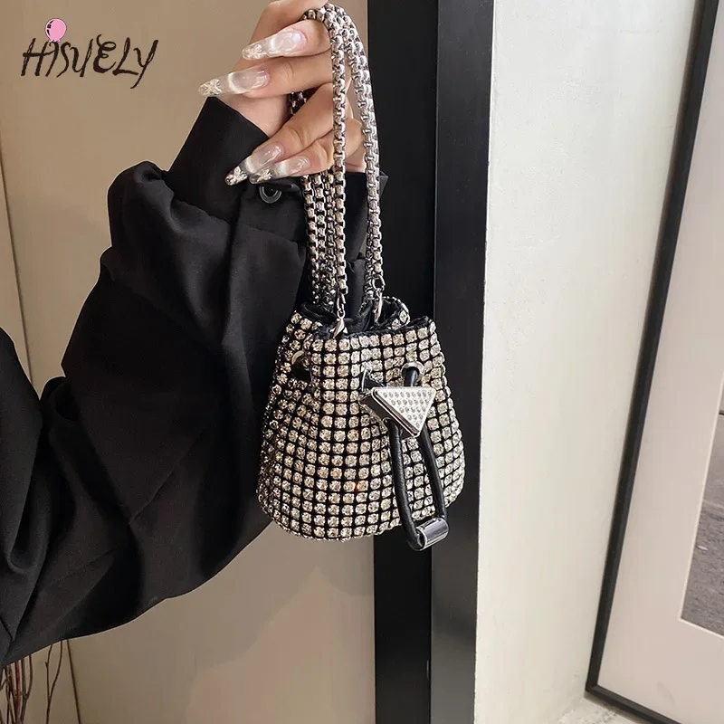 

Женский клатч со стразами и кристаллами, сумка-ведро на шнурке, мини-бриллианты, вечерние сумки, кошельки через плечо, жемчуг, вечеринка, выпускной, свадьба