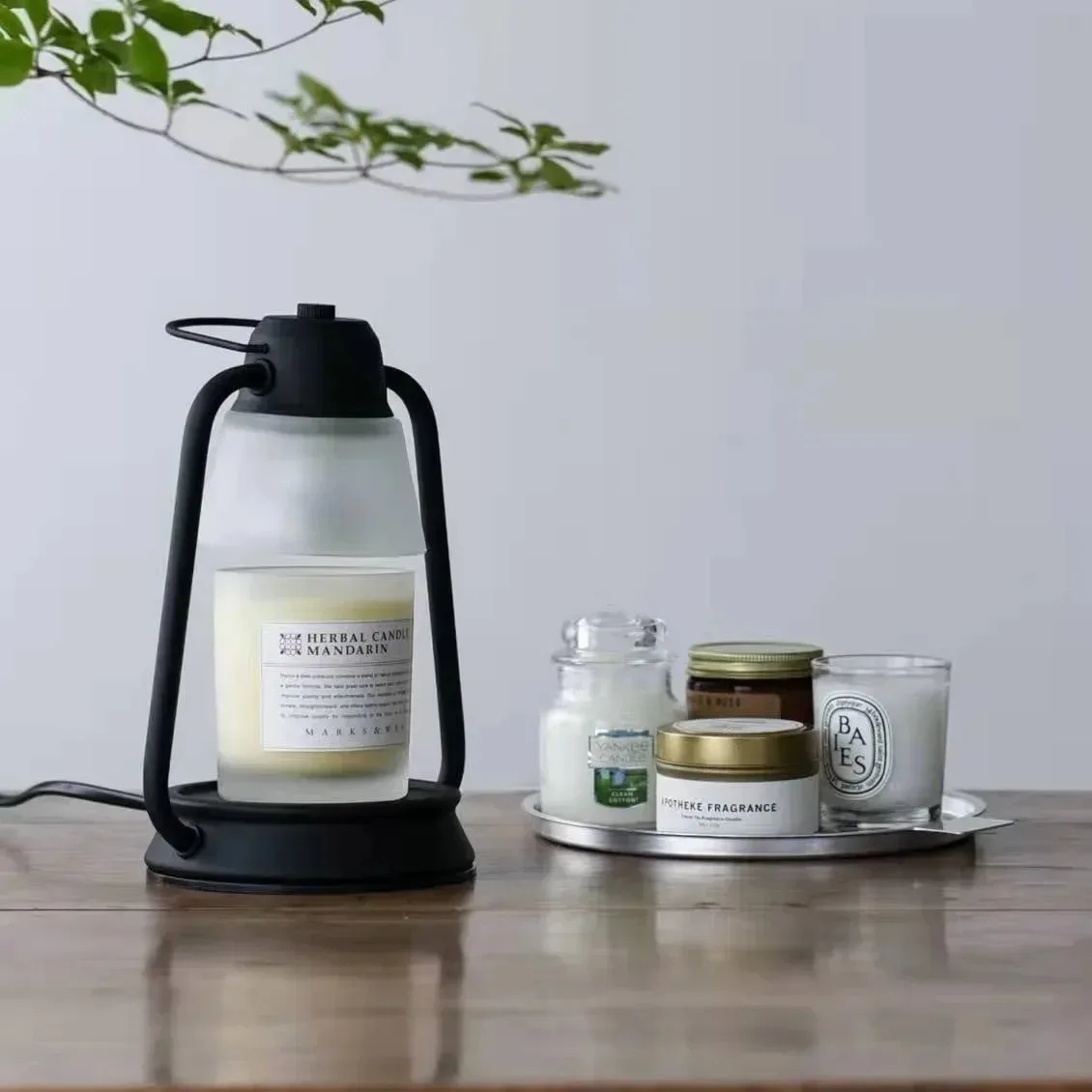 

American Aromatherapy Candle Warmer Lamp Creative Bedroom Bedhead Flameless Aroma Melting Candle Lamp Retro Black Candle Warmer