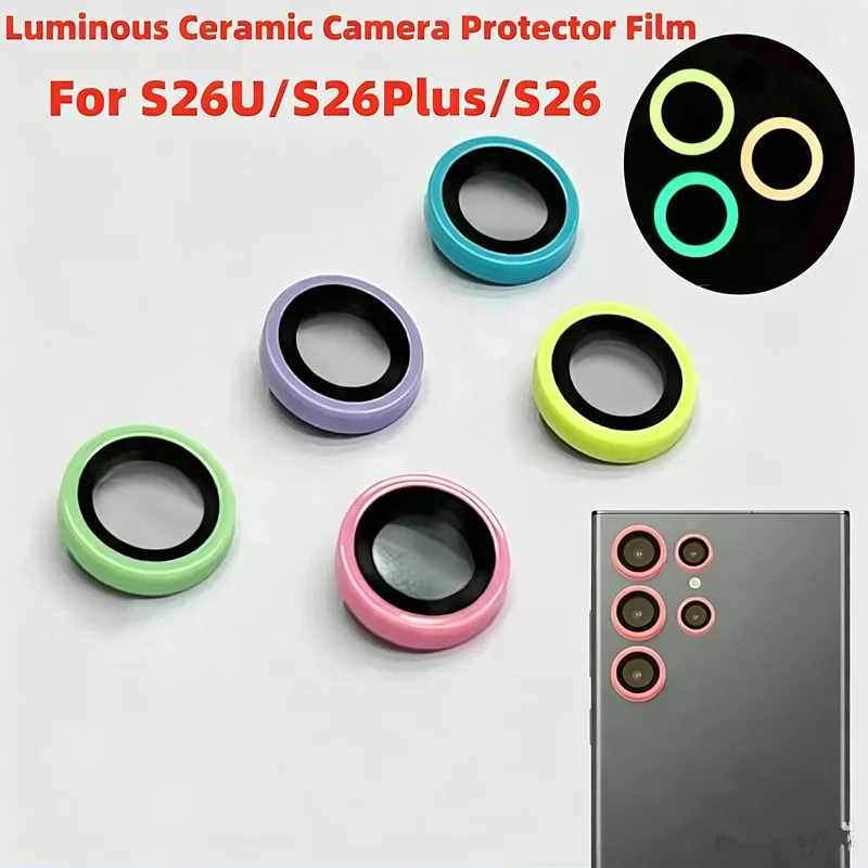 For Samsung Galaxy S25 Ultra S23 S24 Plus Camera Lens Protector Scratch-Resistant Tempered Glass With Luminous Lens Ring Cover
