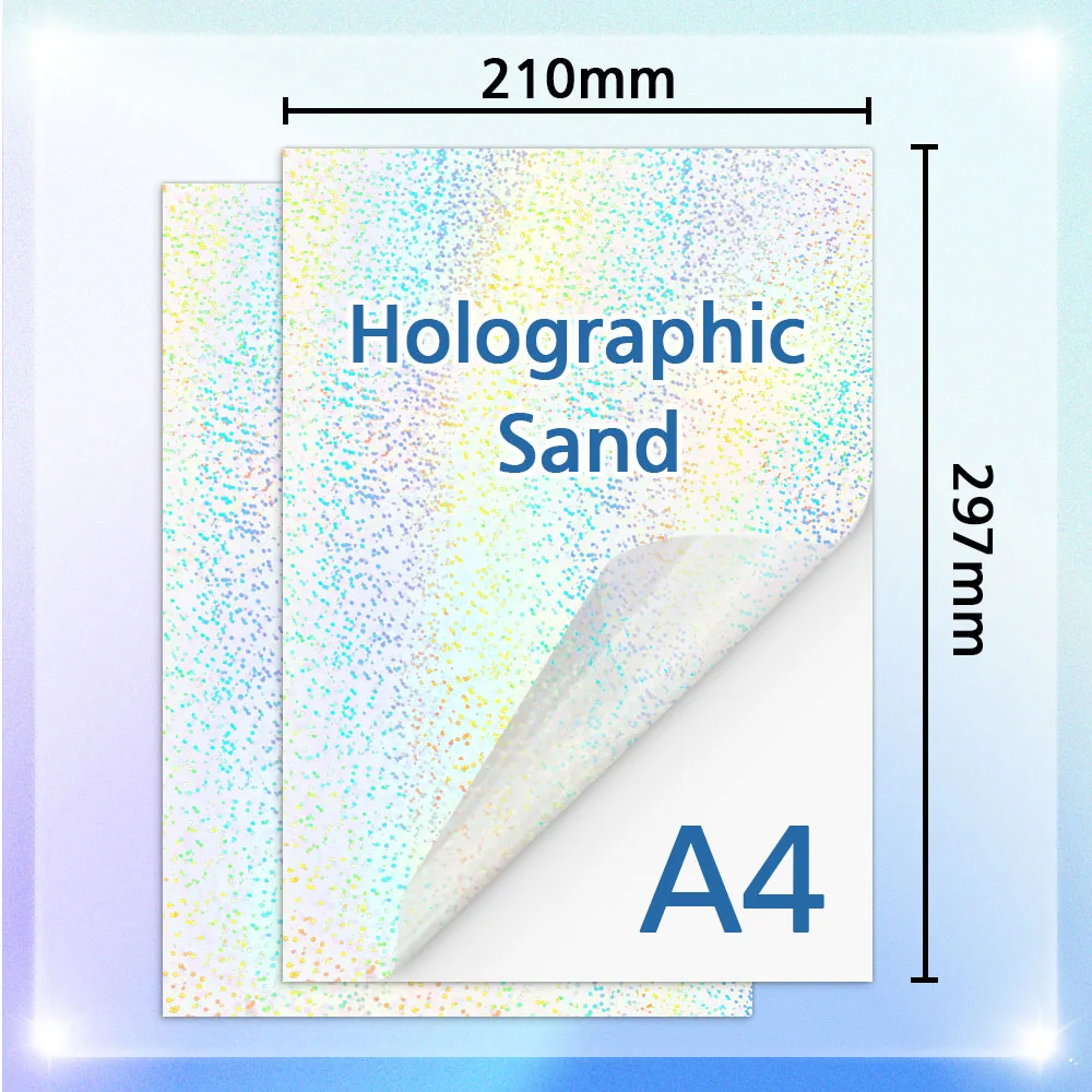 50Sheets A4 Paper Cold Laminated Film Holographic Sand Foil Glitter Glass Hot Stamping On Photo Laminating Film to Protect Photo