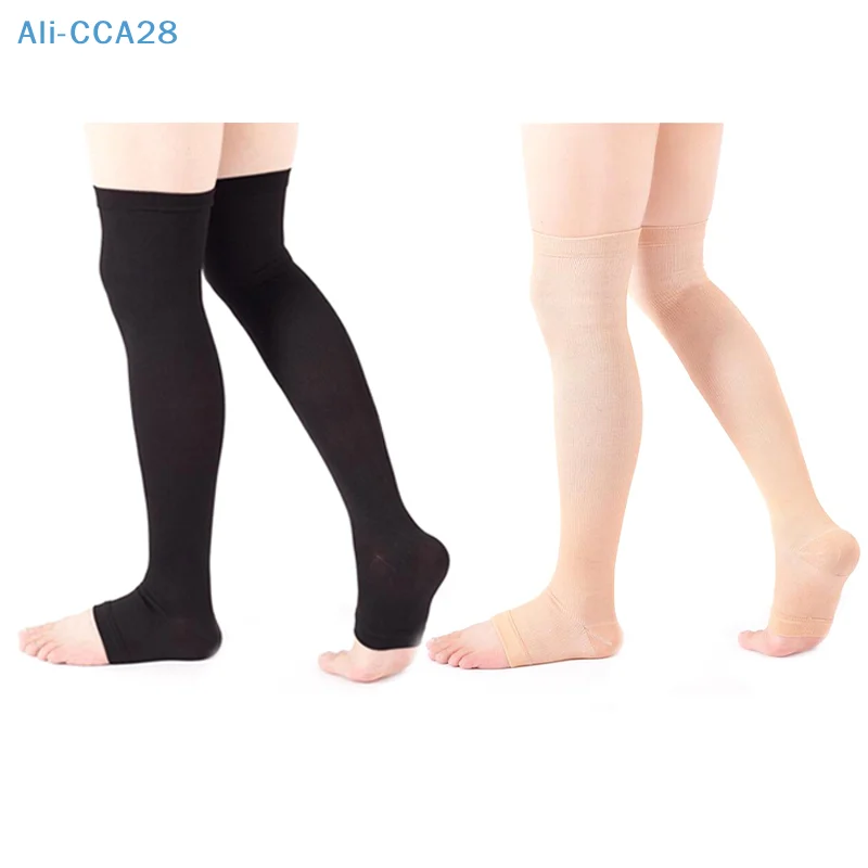 1 Pair Open Toe Knee-High Medical Compression Stockings Varicose Veins Stocking Unisex Brace Wrap Shaping