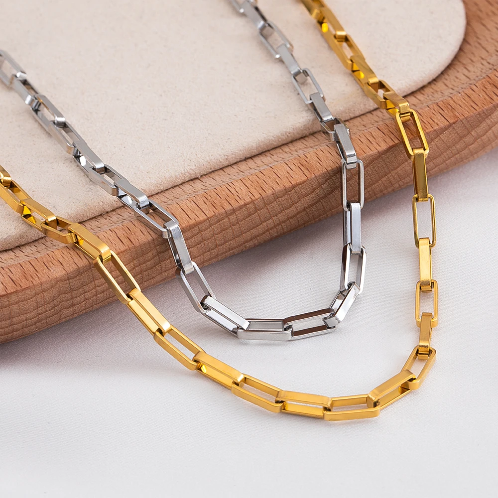 1M Stainless Steel Trend Hollow Rectangle Box Chain for Necklace Bracelet for DIY Men Jewelry Making Findings Bag Chain Supplies