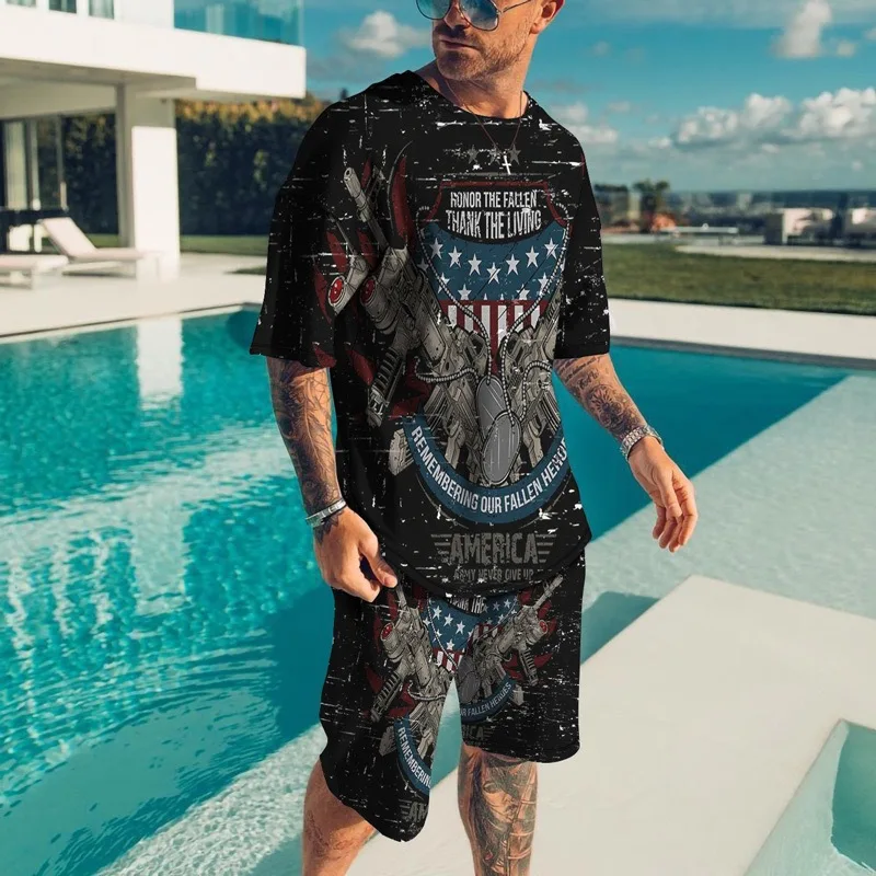 

2025-26 Summer Hot-selling Trend Fashion Luxury Comfortable Breathable Suit Travel Business Versatile T-shirt Shorts Suit