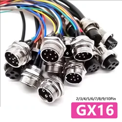 GX16 2/3/4/5/6/7/8/9Pin Connector Cable Female to Female Aviation Plug Socket with 50cm~5M Line 250V 4~7A Aviation Joint 1pc