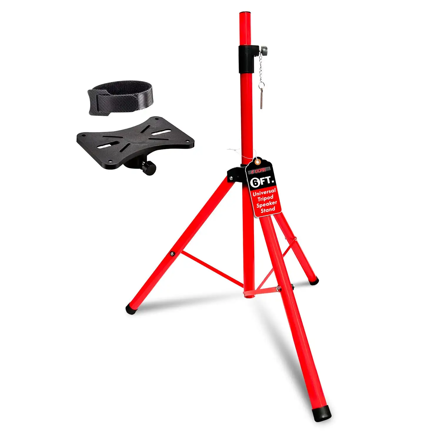 

5 Core Speaker Stand Height Adjustable PA DJ Tripod Studio Monitor Stands w 35mm Compatible Insert - SS ECO 1PK RED WoB