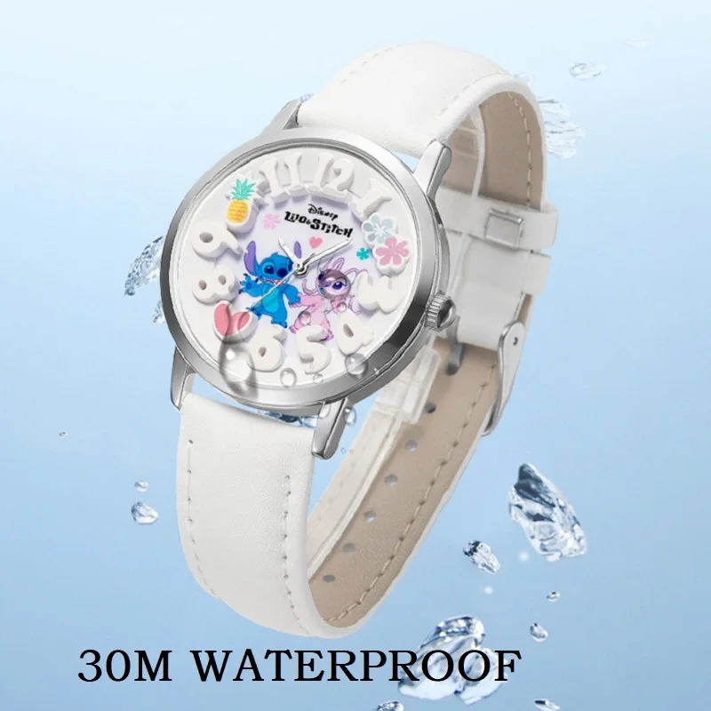 Disney For Children Watch Stitch Lilo Lotso Toy Story Kids Cute Cartoon 3D Convex Scale Quartz Wristwatch Student Teenager Clock