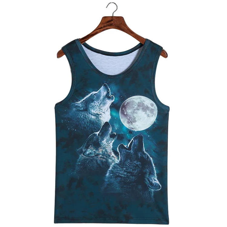 Lizard Pattern Tank Tops Tiger Wolf Animal 3D Print Men Streetwear Oversized Fitness Gym Vest Beach Sleeveless Tops Man Clothing