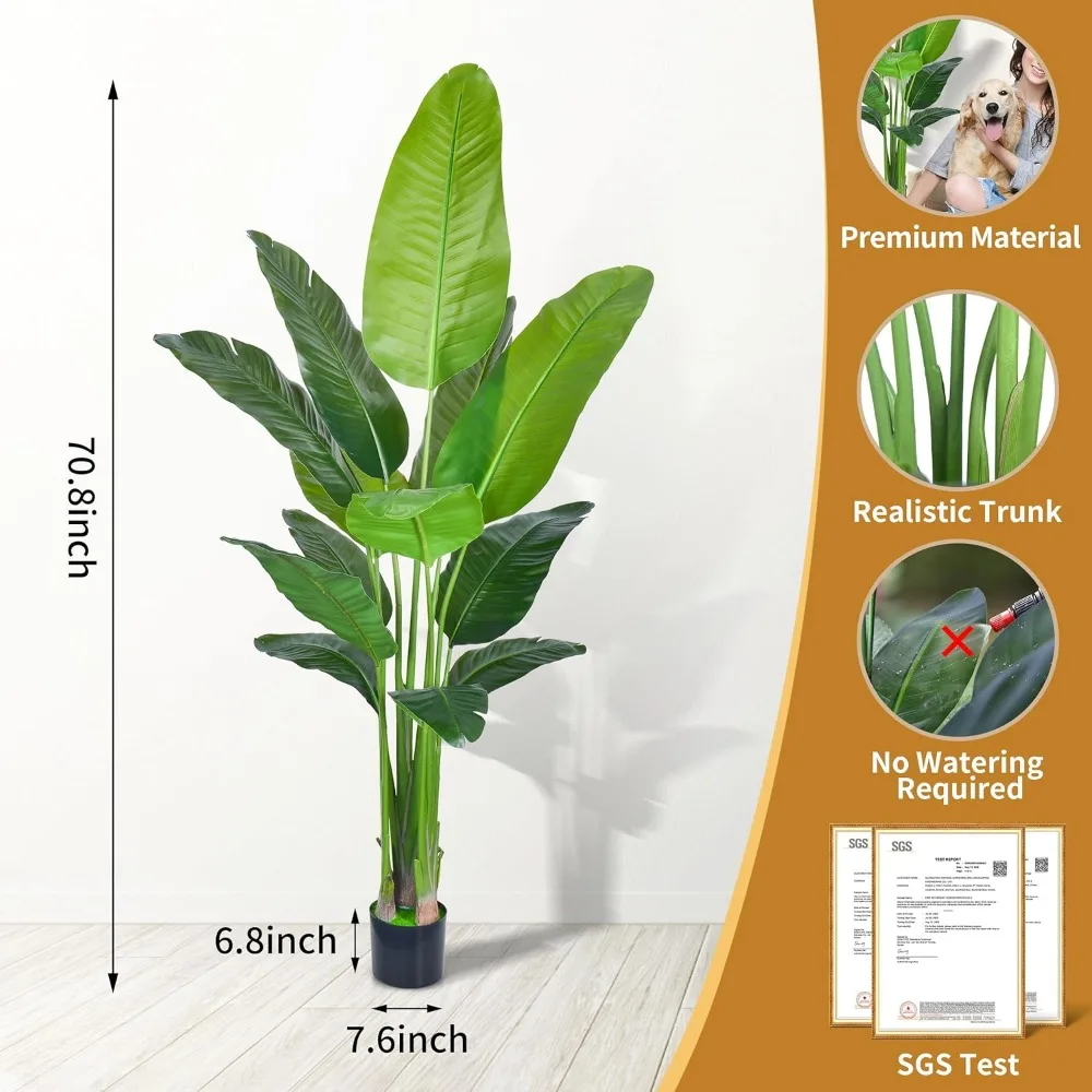 Artificial Bird of Paradise - Fake Plants Areca Palm Tree Faux Tropical Palm Potted Dypsis Lutescens for Home Office Decor