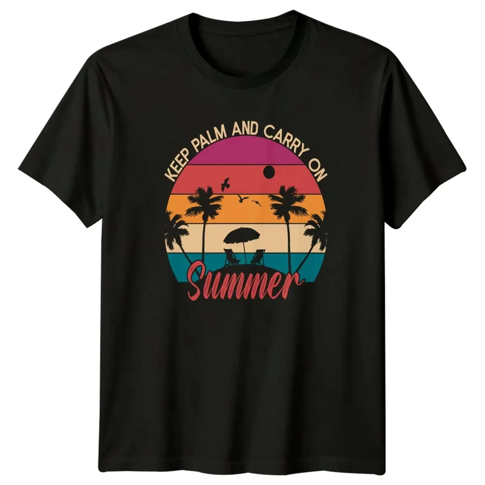Keep Palm And Carry On T Shirt Strand Geschenk für Sie und Ihn vintage Washed fashion Top For Everyday Wear Stylish Stretched