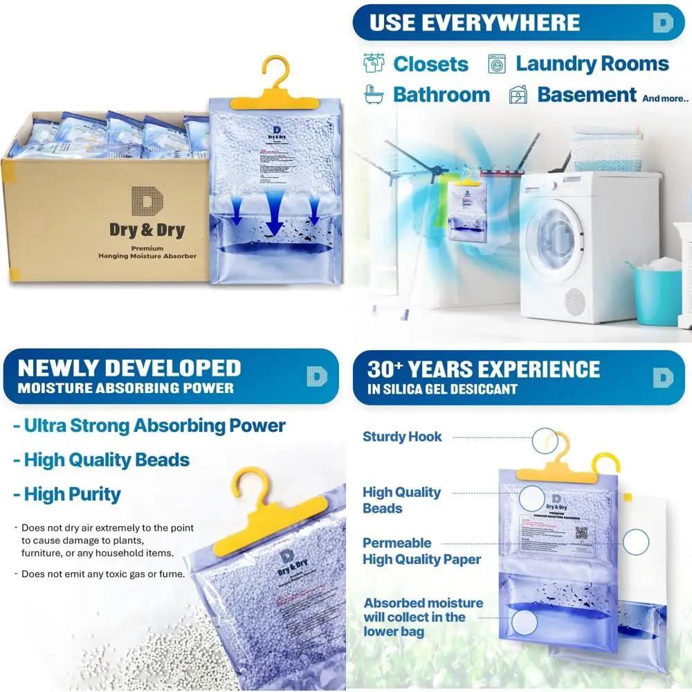 

Premium Moisture Absorbers 44 Pack 7 OZ Dehumidifiers for Home Basement Bedroom Small Spaces