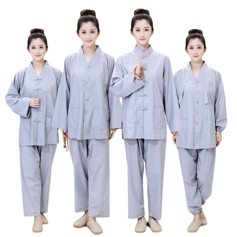 Traditional Chinese Buddhism Meditation Lohan Clothes Lay Monk Costume Shaolin Temple Clothing Robe Zen Clothes Buddhist RZ1610