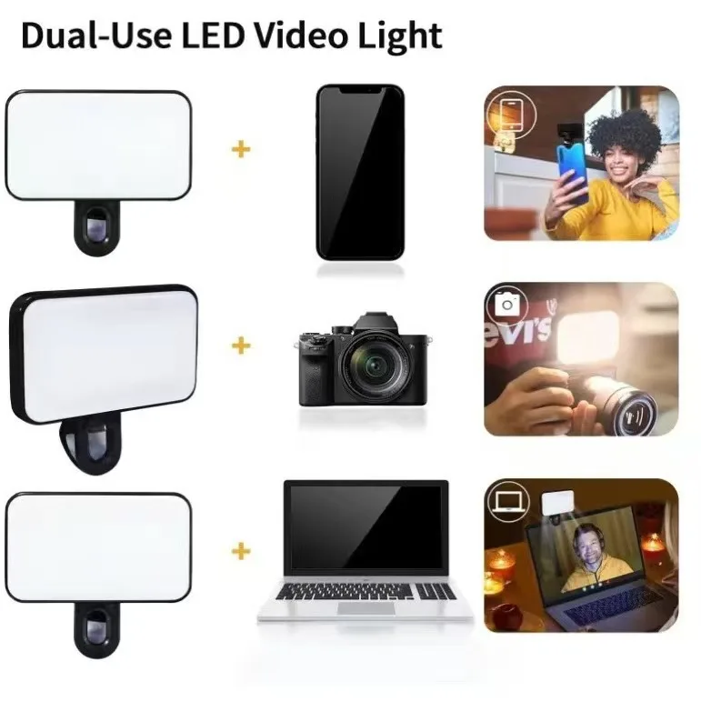 Clip-on LED Cube Light, Type-C Rechargeable, 3 Light Modes, Portable Fill Light for Laptop Video Conference Live Streaming