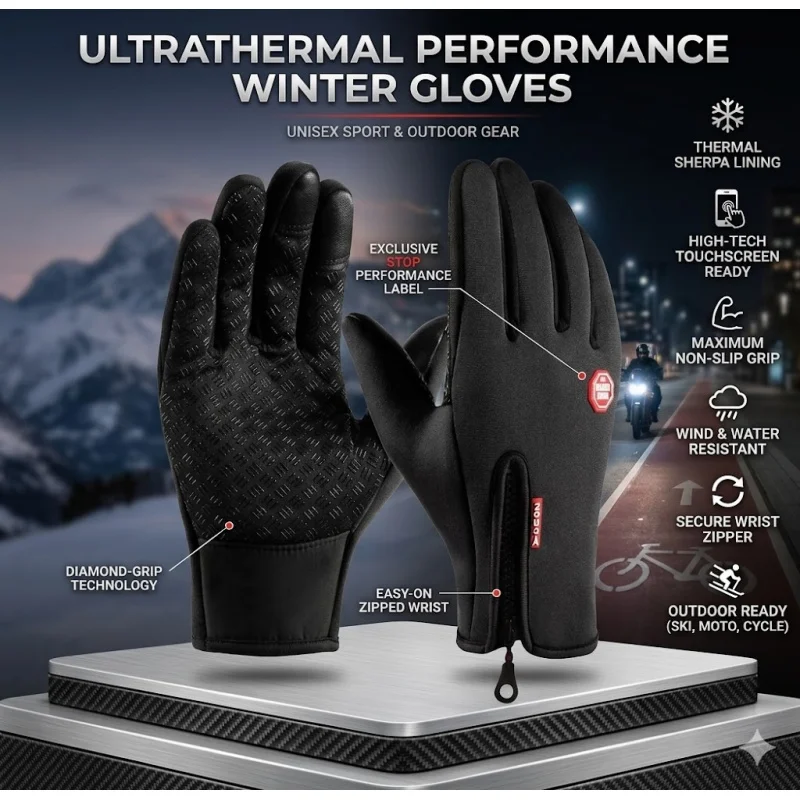 

Unisex Anti-Slip Touch Screen Winter Gloves Motorcycle Cycling