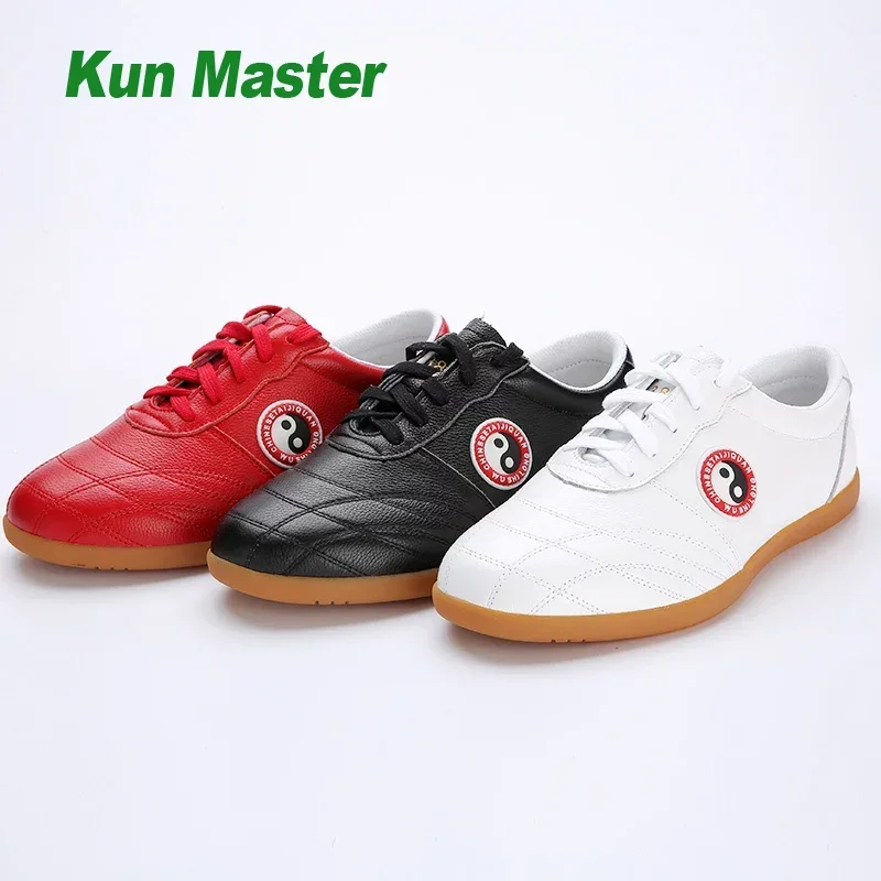 Da bò Thái cực Giày Mềm Da Thật Chính Hãng Da Kung Fu Giày Võ thuật Giày Sneaker Luyện Tập Thể Thao Giày Đỏ Trắng Đen